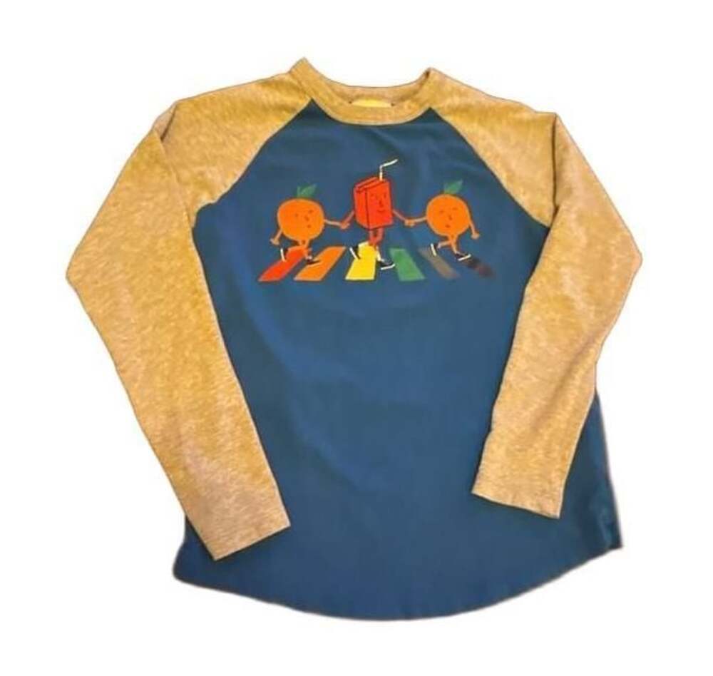 Hanna Andersson Orange Juice Box Graphic Raglan Long Sleeve T-Shirt